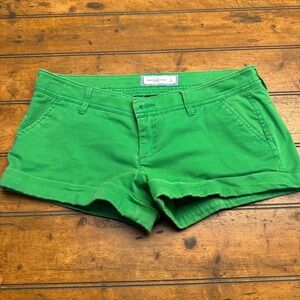 Abercrombie Fitch Womens Green mini Shorts‎ Size 4 Cuffed Y2K moose